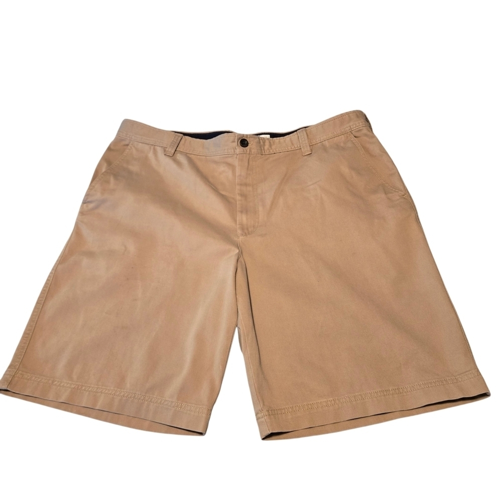 IZOD Saltwater Chino Shorts Men’s 42 Tan Classic Cotton Flat Front 4 Pocket 2016